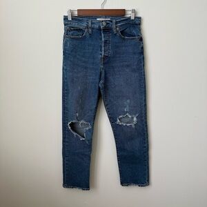 Levi’s Wedgie Straight Medium Wash Distressed Ankle Straight Jeans Size 29